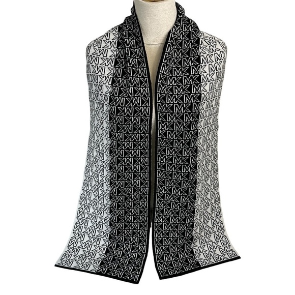 Michael Kors Colorblocked Logo Scarf, Black and White - Picture 5 of 7